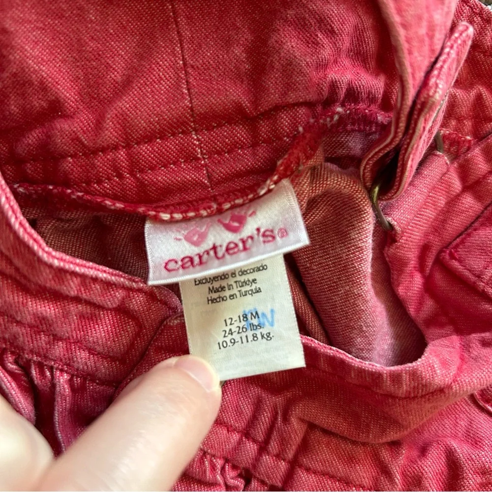 Vintage 90s Carter’s toddler girls 18 months pink flower button overalls